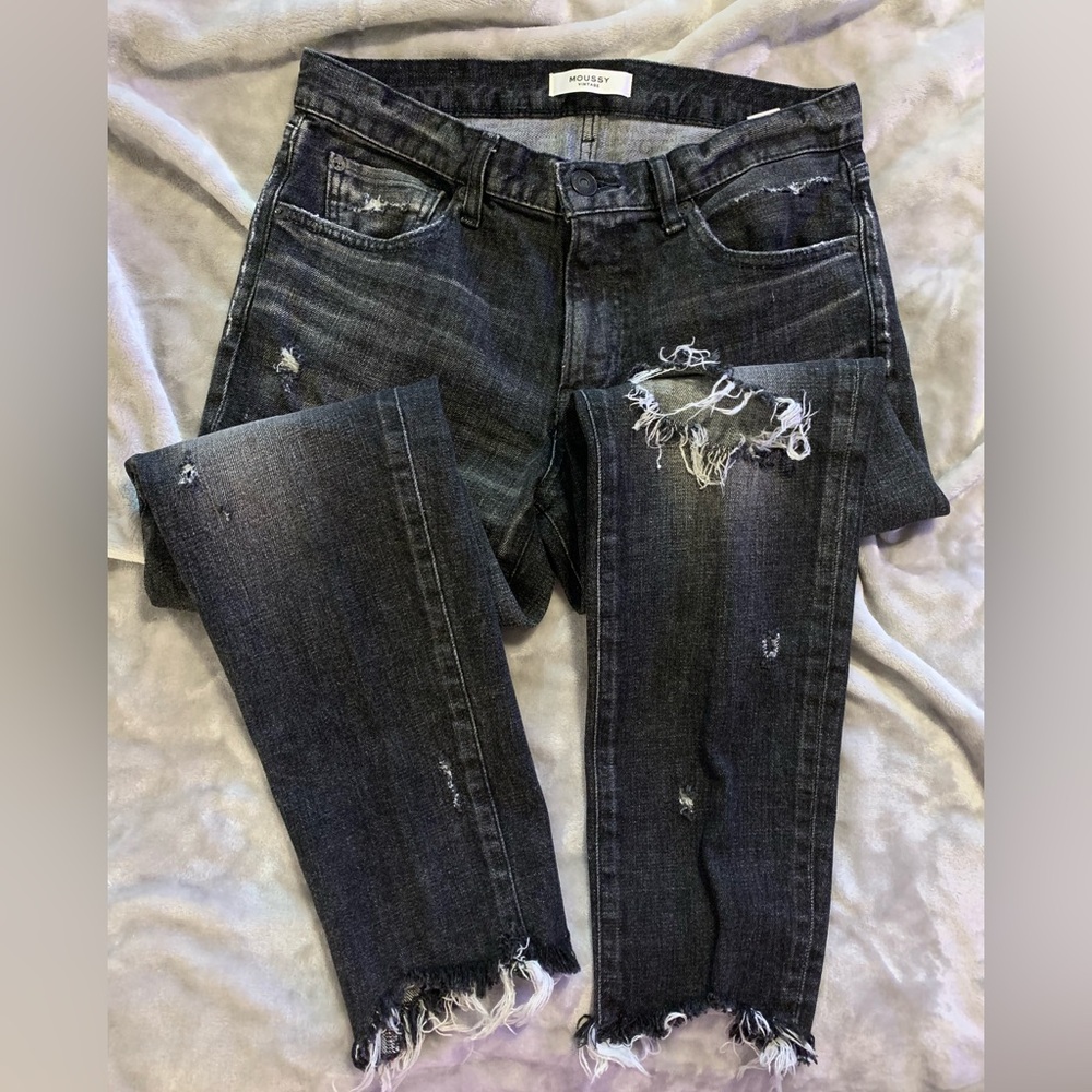 Moussy Black Skinny Jeans Distressed Style
